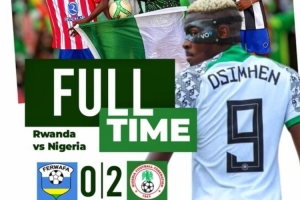 非洲世预赛小组赛-尼日利亚2-0卢旺达仍居小组第4，奥斯梅恩双响