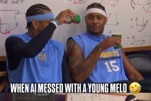 这是谁的青春？NBA官推晒安东尼和艾弗森昔日训练中打闹视频