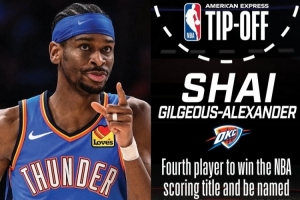 NBA官推晒出亚历山大上赛季的成就 来为新赛季揭幕战进行预热